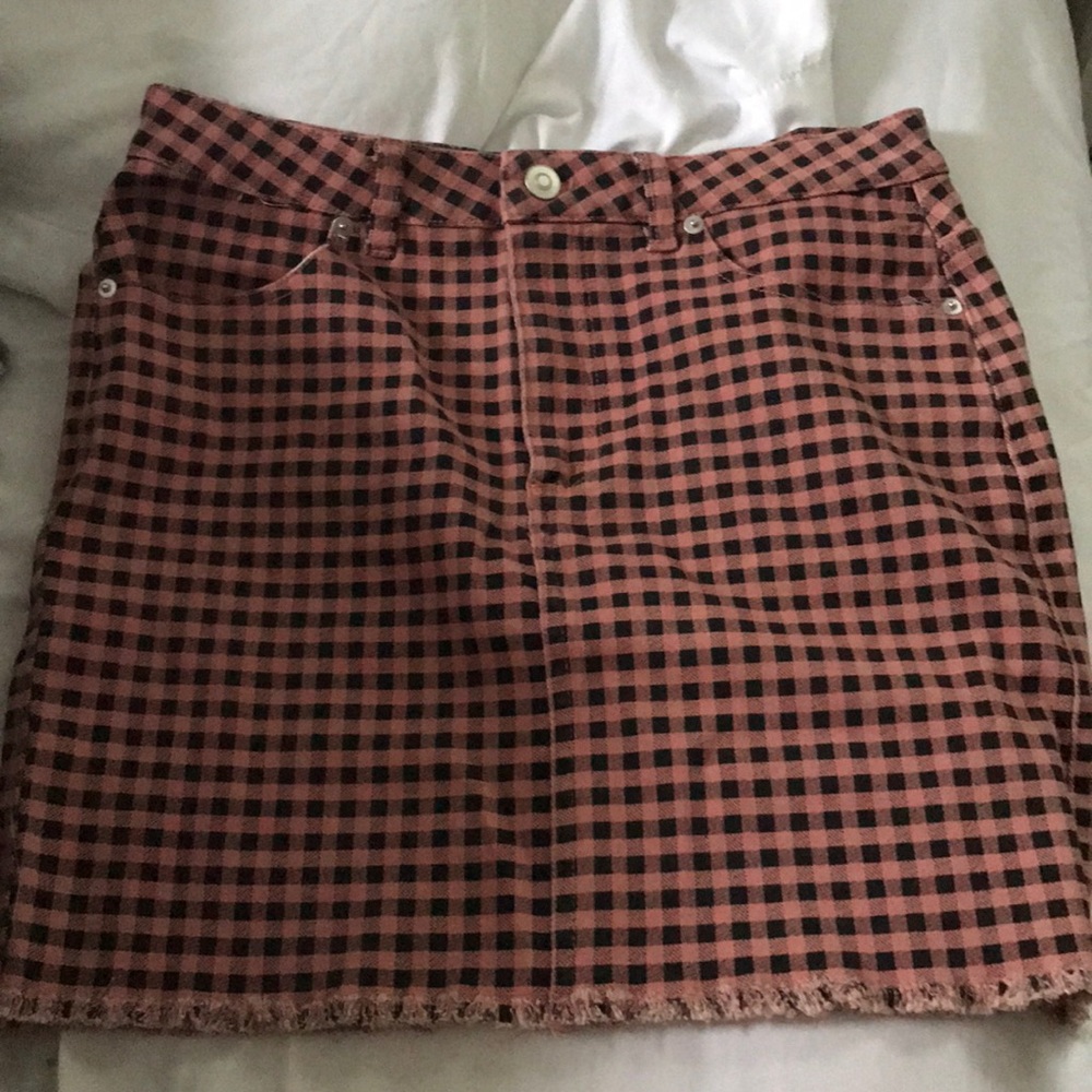 Pink and Black Gingham Skirt
